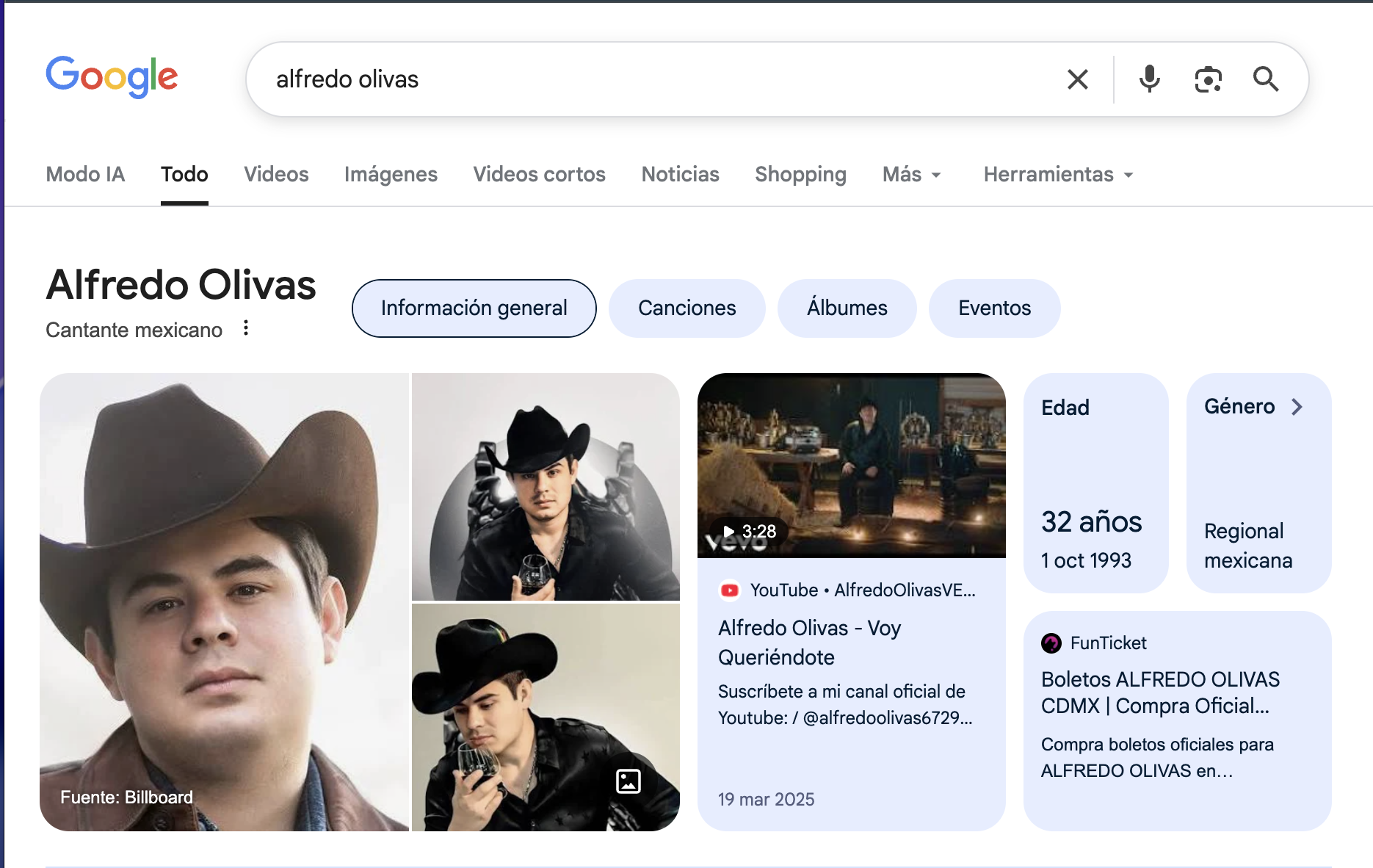 Posicionamiento destacado para Alfredo Olivas - FunTicket