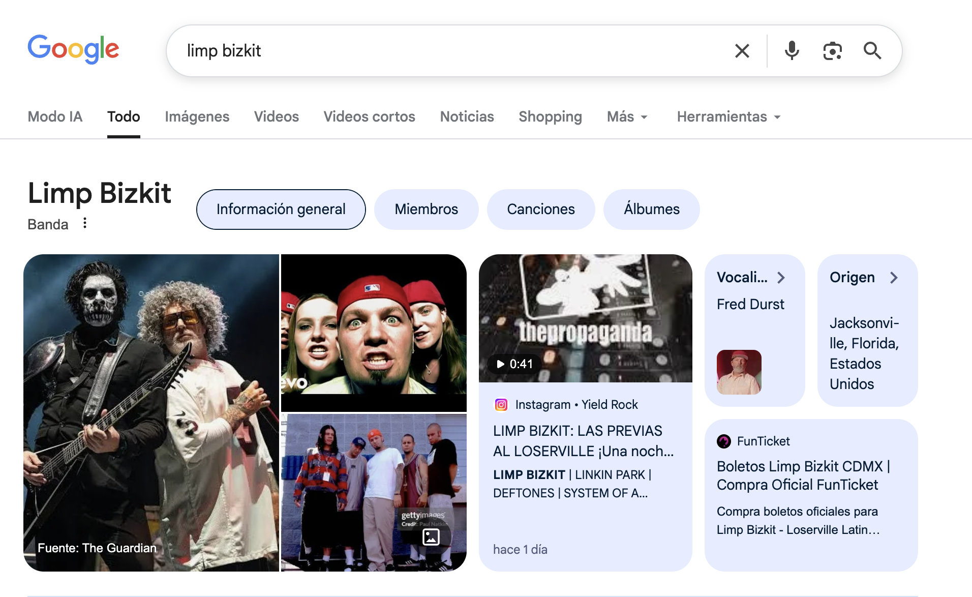 Posicionamiento destacado para Limp Bizkit - FunTicket